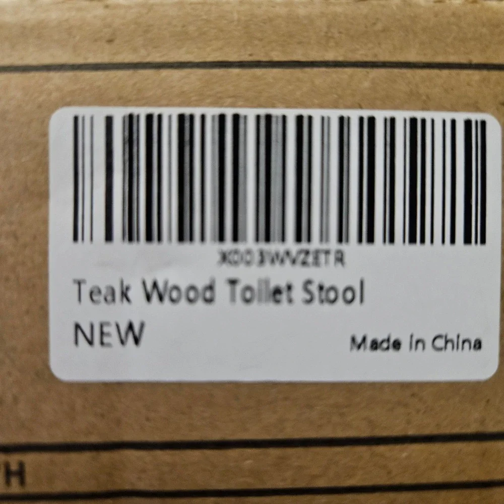 Teak Wood Toilet Stool Natural Brown Ergonomic Spa Style Bathroom Step New